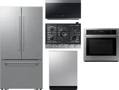 5 Piece Package Includes Refrigerator, Cooktop, Wall Oven, Microwave And Dishwasher
