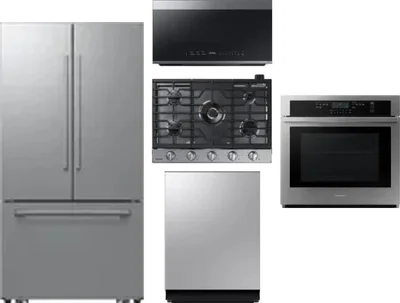 5 Piece Package Includes Refrigerator, Cooktop, Wall Oven, Microwave And Dishwasher