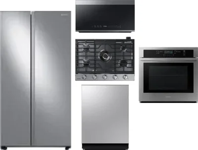 5 Piece Package Includes Refrigerator, Cooktop, Wall Oven, Microwave And Dishwasher