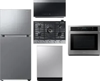 5 Piece Package Includes Refrigerator, Cooktop, Wall Oven, Microwave And Dishwasher