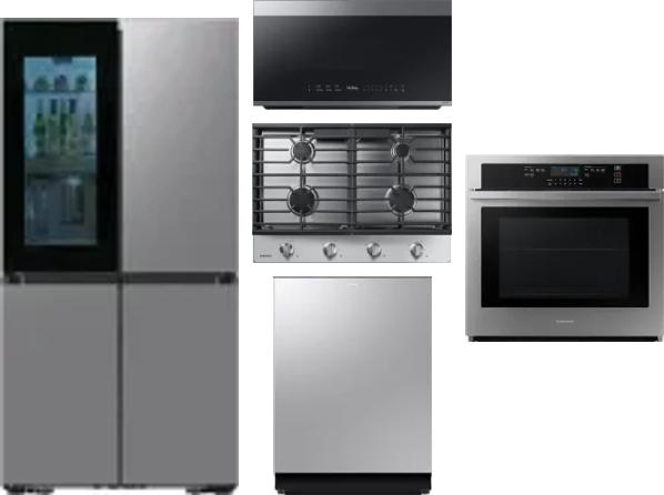 5 Piece Package Includes Refrigerator, Cooktop, Wall Oven, Microwave And Dishwasher