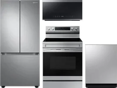 4 Piece Package Includes Refrigerator, Range, Microwave And Dishwasher