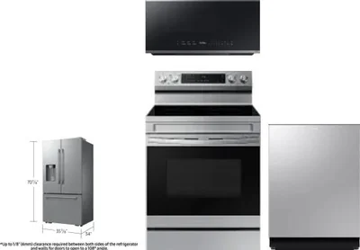 4 Piece Package Includes Refrigerator, Range, Microwave And Dishwasher
