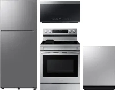 4 Piece Package Includes Refrigerator, Range, Microwave And Dishwasher
