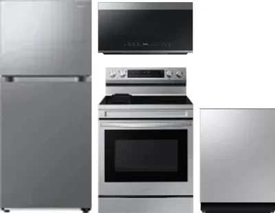 4 Piece Package Includes Refrigerator, Range, Microwave And Dishwasher