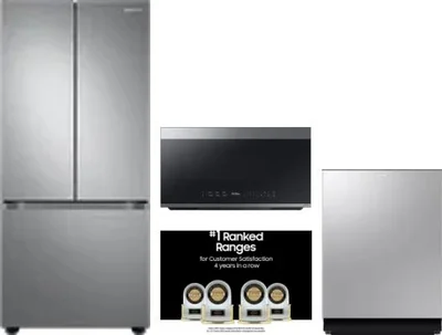 4 Piece Package Includes Refrigerator, Range, Microwave And Dishwasher