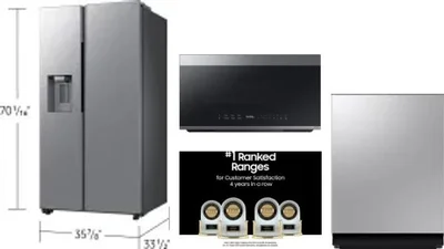 4 Piece Package Includes Refrigerator, Range, Microwave And Dishwasher