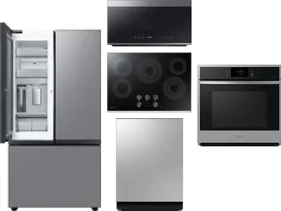 5 Piece Package Includes Refrigerator, Cooktop, Wall Oven, Microwave And Dishwasher