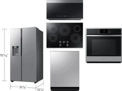 5 Piece Package Includes Refrigerator, Cooktop, Wall Oven, Microwave And Dishwasher