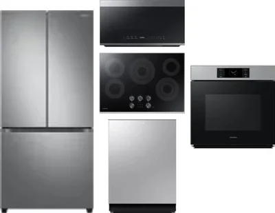 5 Piece Package Includes Refrigerator, Cooktop, Wall Oven, Microwave And Dishwasher