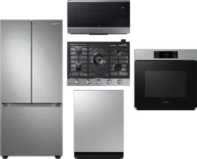 5 Piece Package Includes Refrigerator, Cooktop, Wall Oven, Microwave And Dishwasher