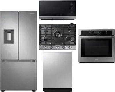 5 Piece Package Includes Refrigerator, Cooktop, Wall Oven, Microwave And Dishwasher