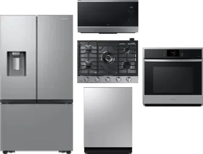 5 Piece Package Includes Refrigerator, Cooktop, Wall Oven, Microwave And Dishwasher