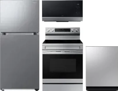 4 Piece Package Includes Refrigerator, Range, Microwave And Dishwasher