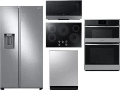 5 Piece Package Includes Refrigerator, Cooktop, Wall Oven, Microwave And Dishwasher