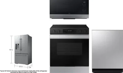4 Piece Package Includes Refrigerator, Range, Microwave And Dishwasher