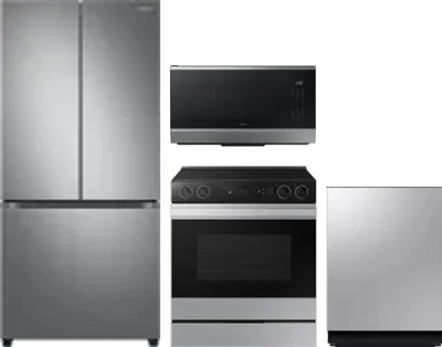 4 Piece Package Includes Refrigerator, Range, Microwave And Dishwasher