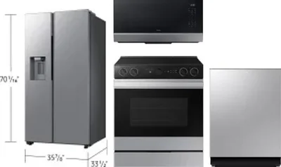 4 Piece Package Includes Refrigerator, Range, Microwave And Dishwasher