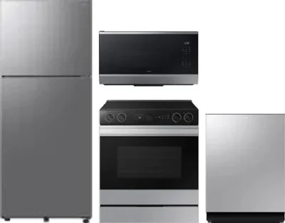 4 Piece Package Includes Refrigerator, Range, Microwave And Dishwasher