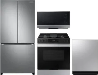 4 Piece Package Includes Refrigerator, Range, Microwave And Dishwasher
