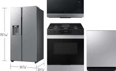 4 Piece Package Includes Refrigerator, Range, Microwave And Dishwasher