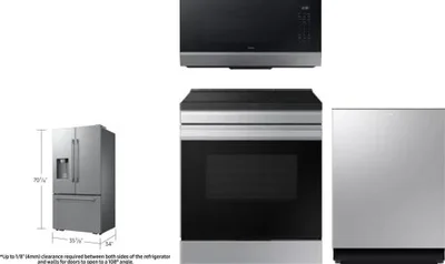 4 Piece Package Includes Refrigerator, Range, Microwave And Dishwasher