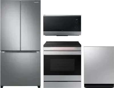 4 Piece Package Includes Refrigerator, Range, Microwave And Dishwasher