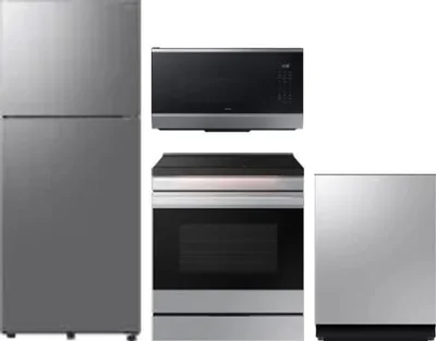 4 Piece Package Includes Refrigerator, Range, Microwave And Dishwasher
