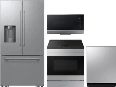 4 Piece Package Includes Refrigerator, Range, Microwave And Dishwasher