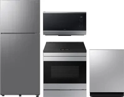 4 Piece Package Includes Refrigerator, Range, Microwave And Dishwasher