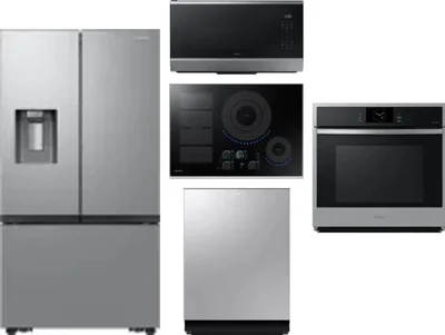 5 Piece Package Includes Refrigerator, Cooktop, Wall Oven, Microwave And Dishwasher