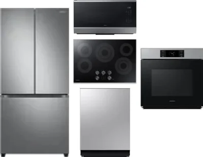 5 Piece Package Includes Refrigerator, Cooktop, Wall Oven, Microwave And Dishwasher
