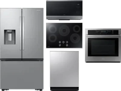 5 Piece Package Includes Refrigerator, Cooktop, Wall Oven, Microwave And Dishwasher