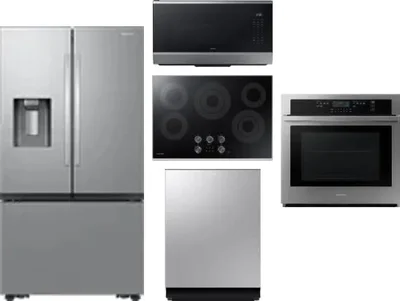 5 Piece Package Includes Refrigerator, Cooktop, Wall Oven, Microwave And Dishwasher