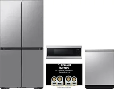 4 Piece Package Includes Refrigerator, Range, Microwave And Dishwasher