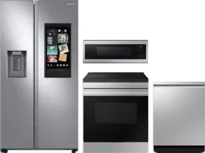 4 Piece Package Includes Refrigerator, Range, Microwave And Dishwasher