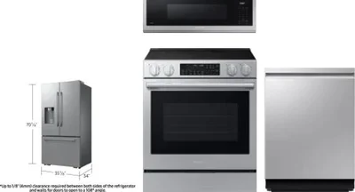 4 Piece Package Includes Refrigerator, Range, Microwave And Dishwasher