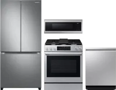 4 Piece Package Includes Refrigerator, Range, Microwave And Dishwasher