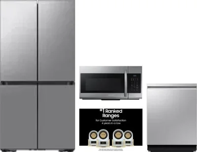 4 Piece Package Includes Refrigerator, Range, Microwave And Dishwasher
