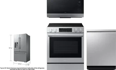 4 Piece Package Includes Refrigerator, Range, Microwave And Dishwasher