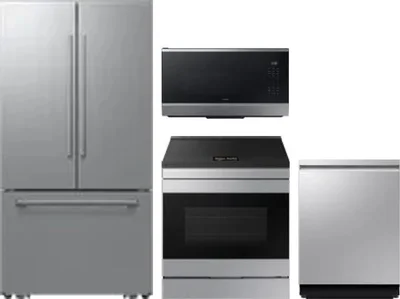 4 Piece Package Includes Refrigerator, Range, Microwave And Dishwasher