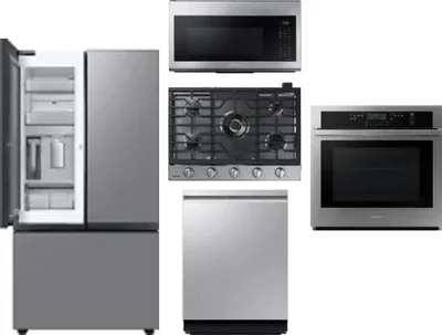 5 Piece Package Includes Refrigerator, Cooktop, Wall Oven, Microwave And Dishwasher