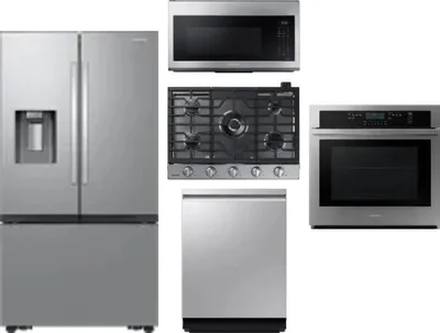 5 Piece Package Includes Refrigerator, Cooktop, Wall Oven, Microwave And Dishwasher