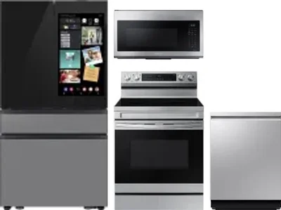 4 Piece Package Includes Refrigerator, Range, Microwave And Dishwasher