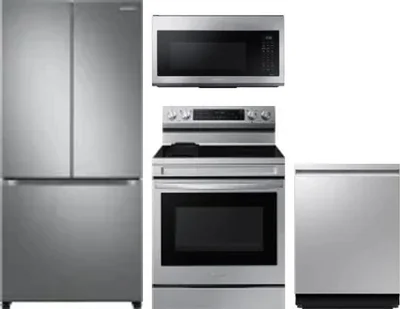 4 Piece Package Includes Refrigerator, Range, Microwave And Dishwasher