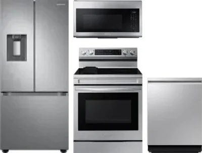 4 Piece Package Includes Refrigerator, Range, Microwave And Dishwasher