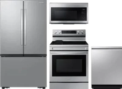 4 Piece Package Includes Refrigerator, Range, Microwave And Dishwasher