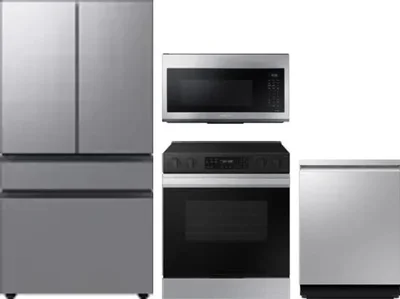 4 Piece Package Includes Refrigerator, Range, Microwave And Dishwasher