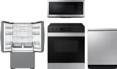 4 Piece Package Includes Refrigerator, Range, Microwave And Dishwasher