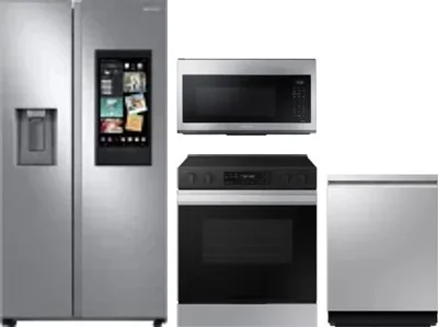 4 Piece Package Includes Refrigerator, Range, Microwave And Dishwasher